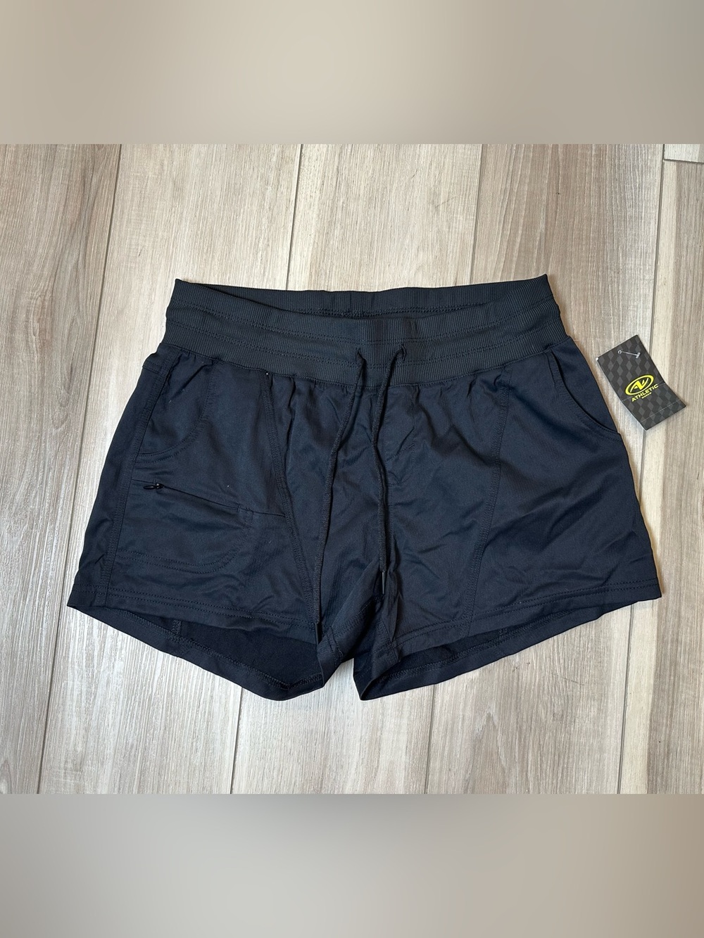 Athletic Works Women's Black Athletic Shorts with Drawstring - Picture 2 of 5